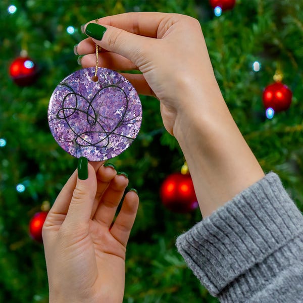 BTS Love Yourself : Answer Purple Watercolor Painting - Ceramic Ornament - 3 Shape Options