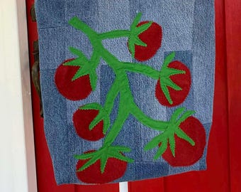 Patchwork Upcycled Denim Tomato Tote