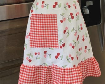 Sale-Red Gingham Retro Apron