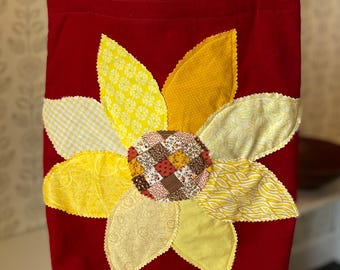 Patchwork Sunflower Market Bag - Fully Lined (Yellow Gingham)