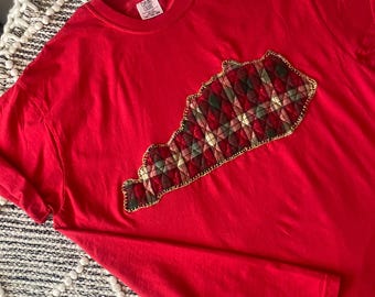 XL Vintage Hand-Stitched Quilted Kentucky Christmas Tee