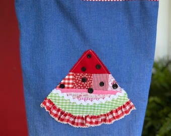 Patchwork Watermelon Market Bag - Fully Lined