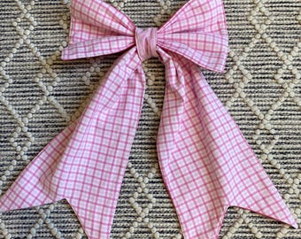 Reversible Vintage Pink Fabric Door Bow
