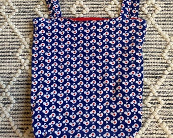 Vintage Handmade Red, White, & Blue Corduroy Market Tote