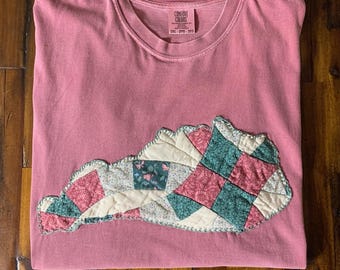 2XL Vintage Hand-Stitched Double Wedding Ring Quilt Kentucky Tee