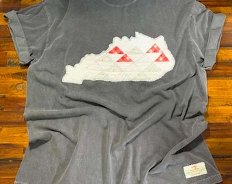 2XL Vintage Charcoal Patchwork Quilt Kentucky Tee