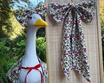 Fall Reversible Vintage Porch Goose Bow & Shawl Set