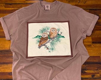 XL Brown Vintage Owl Tee