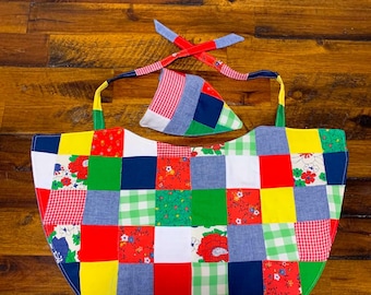 Vintage Reversible Patchwork Quilted Goose Outfit