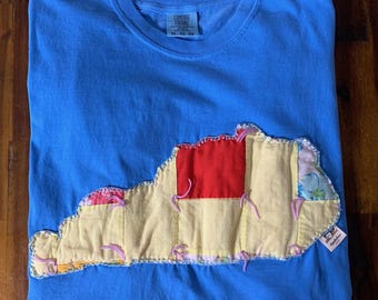 XL Vintage Hand-Stitched Patchwork Quilt Kentucky Tee