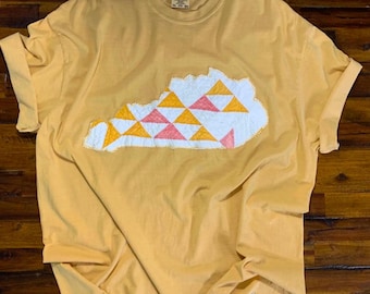 2XL Vintage Mustard Patchwork Quilt Kentucky Tee