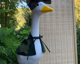 Reversible Porch Goose Camo Army Costume Bow & Shawl Set