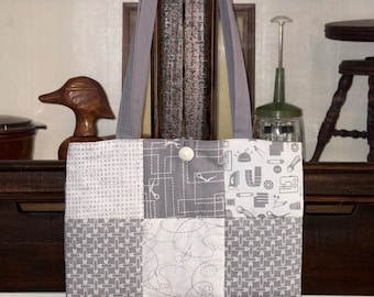 Quilted Patchwork Sewing Crafting Tote