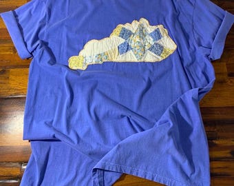2XL Vintage Hand-Stitched Double Wedding Ring Quilt Kentucky Tee