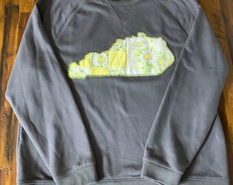 XXL Upcycled JCrew Vintage Hand-Stitched Patchwork Kentucky Sweatshirt