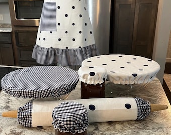 6 Piece Blue Gingham & Polkadot Mamaw Kitchen Gift Set