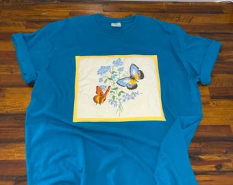 2XL Vintage Butterfly Quilted Tee