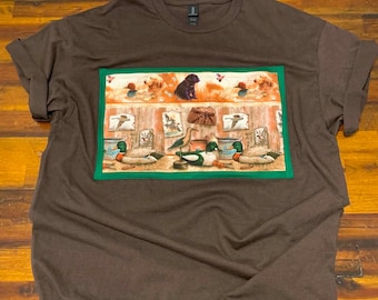 Large Brown Vintage Duck and Labrador Tee