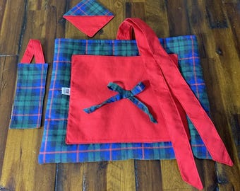 Red & Green Plaid Quilted Book Sleeve Gift Set