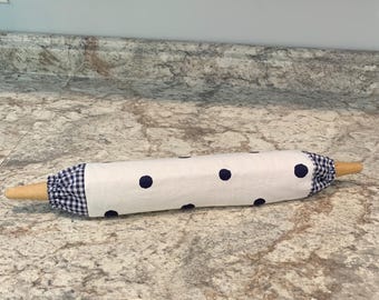 Blue Gingham & Polkadot Rolling Pin Cover