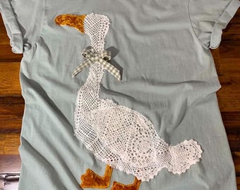 Scrappy Vintage Crochet Goose Shirt