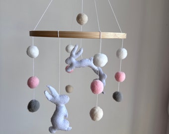 Baby mobile, baby mobile, Baby gift, rabbit mobile, bunny mobile, puppy mobile, gender gift for baby shower, Nursery decor,