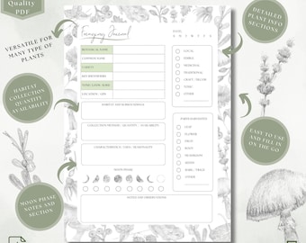 Printable Foraging Journal: Herbalist Logbook Page (A4/US Letter PDF)