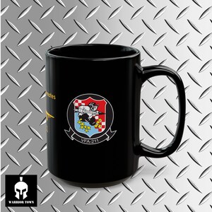 U.S. Navy Strike Fighter Squadron VFA-211 The Fighting Checkmates Super Hornet F/A-18E 15 oz Ceramic Black Mug