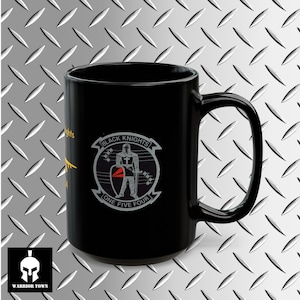 U.S. Navy Strike Fighter Squadron VFA-154 The Vigilantes Super Hornet F/A-18E 15 oz Ceramic Black Mug