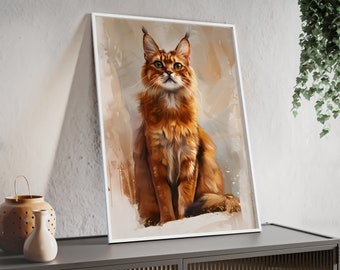 Somali Cat Cat Art Print, Cat Poster, Picture Living Room, Gift