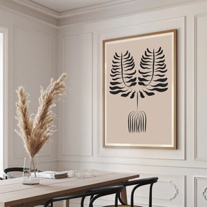 Abstract Botanical Print, Wall Art, Instant Digital Download, Beige, Botanical, Organic