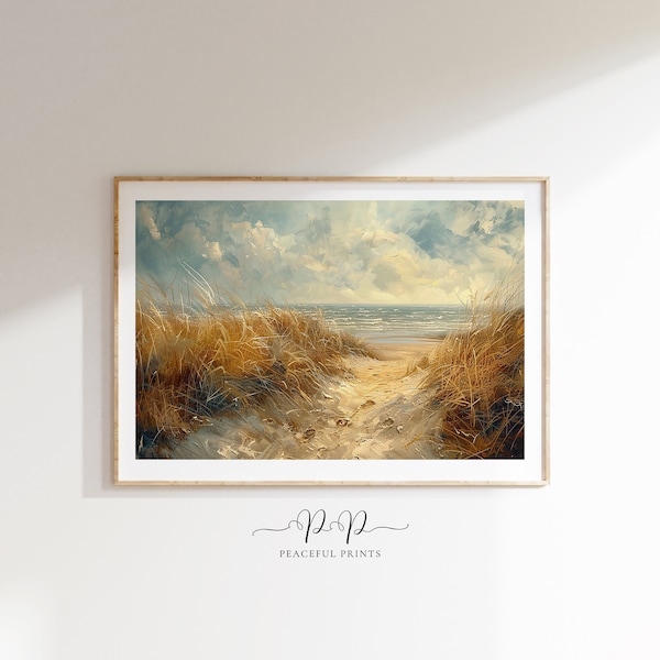 Beach Oil Painting, Coastal Landscape painting, Summer seascape art, Coastal living, Ocean view art, cottage-core wall art, beach home decor