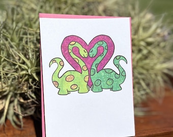 Dinosaurier Liebe Grußkarte | Valentinstag Karte | Jubiläum