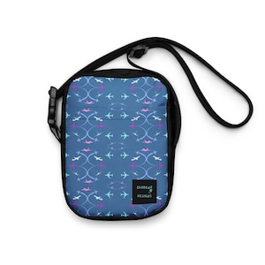 Flight Attendant Pilot Gift Crossbody Layover Bag Festival Bag Elegant Airplanes Design on Blue - Free US Shipping!