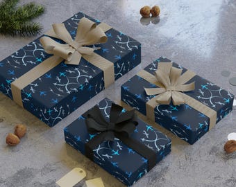 Wrapping Paper Airplane Pattern Gift Wrap, Aviation Theme