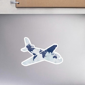 Sticker vliegtuig wereldkaart - gratis verzending in de VS!