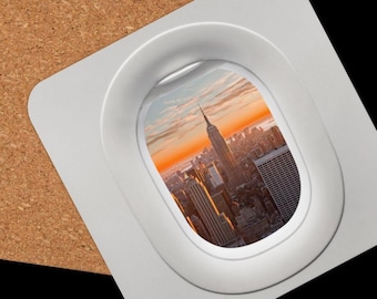 New York Flugzeug Fensteruntersetzer Manhattan Skyline durchs Flugzeugfenster - Kostenloser Versand in die USA!