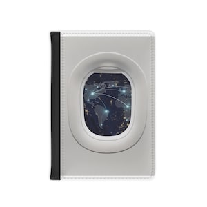 Passport Cover Airplane Window World Route Map View Flight Attendant Pilot Gift - Free US Shipping!
