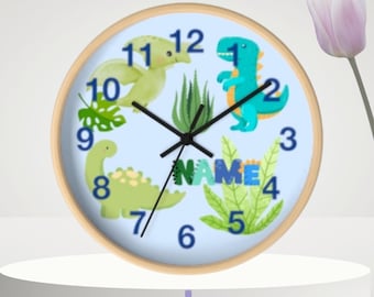 Wall Clock - Personalized Dinosaur Kids Room and  Nursery Decor