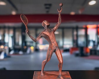 Estátua de tenista pintada à mão, escultura de tenista para prateleira e mesa.