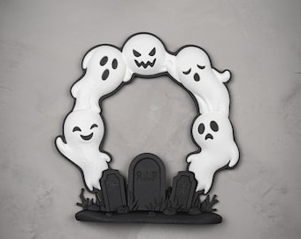 Ghost Archway Halloween Decor with Graveyard Tombstones, 7.5 in Standing Spooky Decoration