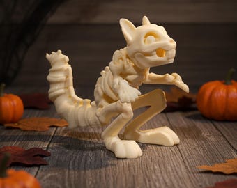 Skeleton Squirrel Figurine, Ivory Gothic Animal Skeleton Decor, 4.7 Inches
