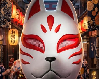 Máscara Kitsune, máscara de raposa japonesa para cosplay e LARP.