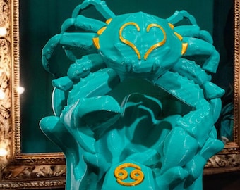 Kreeft Zodiac Sculptuur – Mystiek decoratief figuur met sterrenbeeld gravure, gepersonaliseerd, handgemaakt van PLA, cadeau voor astrologie fans