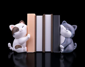Conjunto de suportes para livros em formato de gato, na cor de sua escolha, decoração para estante no estilo Booktok.