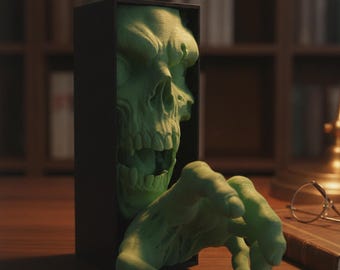 Zombie Book Nook Bookend Green 17 cm Horror Skull Decor Grabbing Hand Bookshelf Halloween Gothic