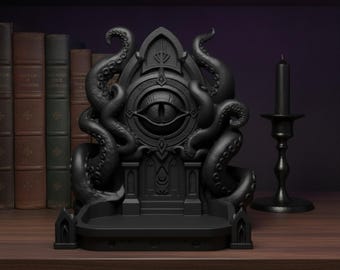 Cthulhu Jewelry Dish, Gothic Tentacle Statue with Eldritch Eye, 20 cm Lovecraft Cosmic Horror Ring Dish & Key Bowl