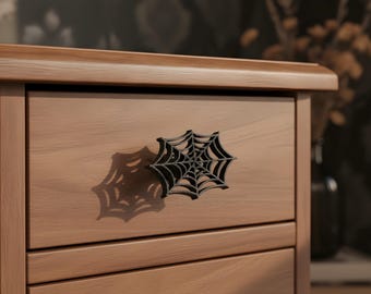 Spiderweb Cabinet Knob, Gothic Drawer Pull with Web Pattern, Custom Color Halloween 3D Print