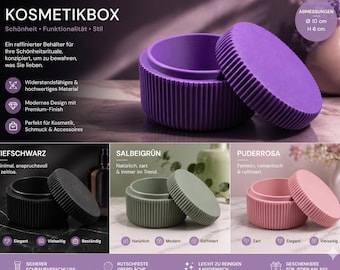Geribbelde opbergdoos, make-updoos, sieradendoos, organizer voor wattenschijfjes, badkameraccessoires, bureaudecoratie, 3D-geprinte ringdoos, cadeau