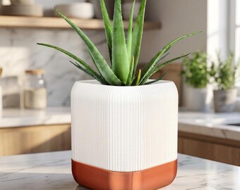 Vaso de flores autoirrigável Quadra – Vaso bicolor com reservatório de água, 20 cm, cor à escolha.